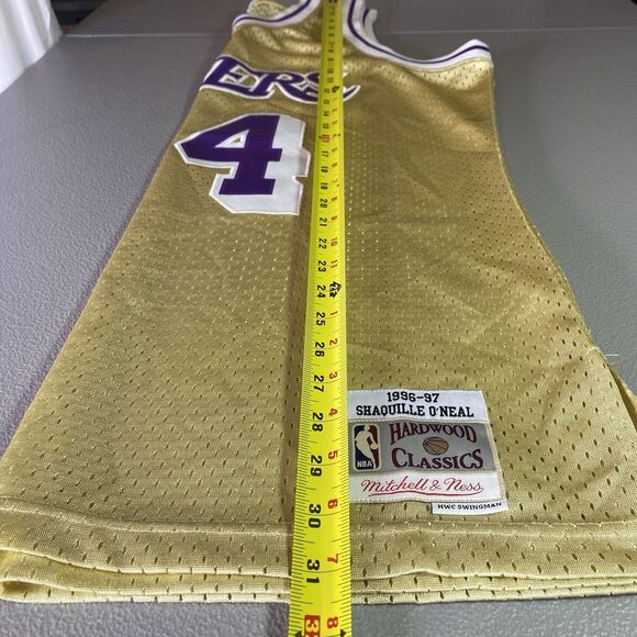 MITCHELL & NESS Shaquille O'Neal #34 Swingman Jersey LA Lakers 96-97 Mens L Gold - Picture 7 of 11